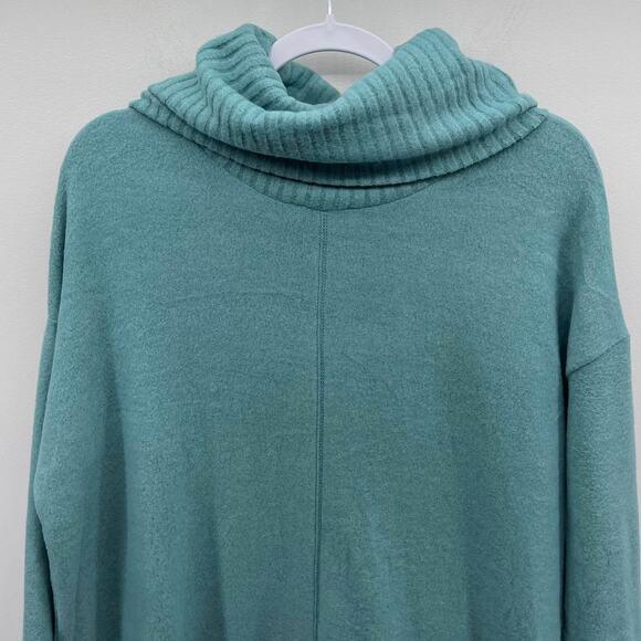Lulu's Autumn Daze Mint Blue Cowl Neck Long Sleeve Sweater Dress - Picture 3 of 7